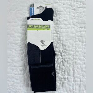 NWT Lorpen Men's XL Ski SuperLight Merino Wool Blend Socks Black Long Tri Layer